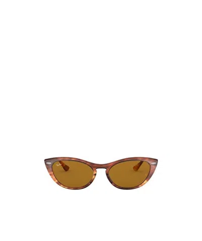 Ray Ban Nina Sunglasses In Stripped Brown,brown