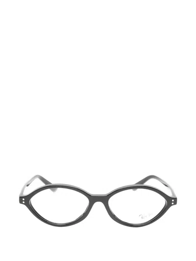 Ray Ban Logo-plaque Cat-eye Glasses In Black