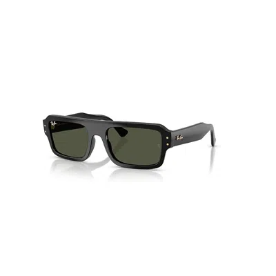Ray Ban Sunglasses Unisex Lukas Bio-based - Black Frame Green Lenses 56-20 In Schwarz