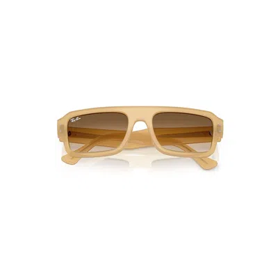 RAY BAN SUNGLASSES UNISEX LUKAS BIO-BASED - TRANSPARENT BEIGE FRAME BROWN LENSES 56-20