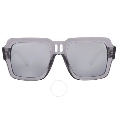 Ray Ban Magellan Bio Based Polarized Grey Mirror Gradient Square Unisex Sunglasses Rb4408 672582 54 In Gray