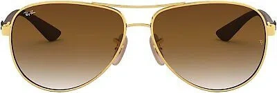 Pre-owned Ray Ban Ray-ban Man Sunglasses Gold Frame, Light Brown Gradient Lenses, 58mm In Gold/clear Gradient Brown