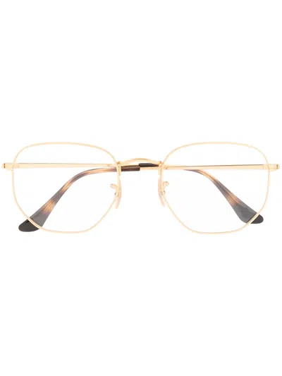 Ray Ban Matte-finish Hexagonal Frame Sunglasses In Gold