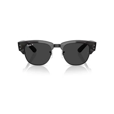 Ray Ban Mega Clubmaster X The Ones Sunglasses Transparent Black Frame Black Lenses Polarized 53-21