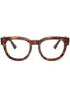 Ray Ban Mega Hawkeye Optics Eyeglasses Striped Havana Frame Demo Lens Lenses Polarized 50-21 In Brown
