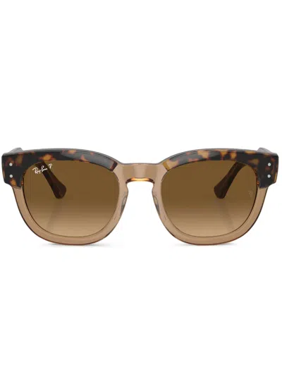 Ray Ban Mega Hawkeye Sunglasses Havana On Transparent Brown Frame Brown Lenses Polarized 53-21 In Brown Gradient
