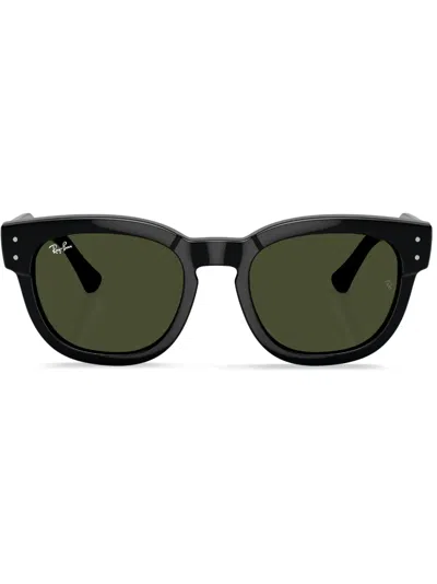Ray Ban Mega Hawkeye Sunglasses Black Frame Green Lenses 53-21 In Schwarz