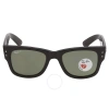 Ray Ban Open Box -  Mega Wayfairer Polarized Green Square Unisex Sunglasses Rb0840s 901/58 51 In Black / Green