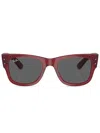 Ray Ban Sunglasses Unisex Mega Wayfarer Bio-based - Transparent Red Frame Grey Lenses 51-21 In Rot