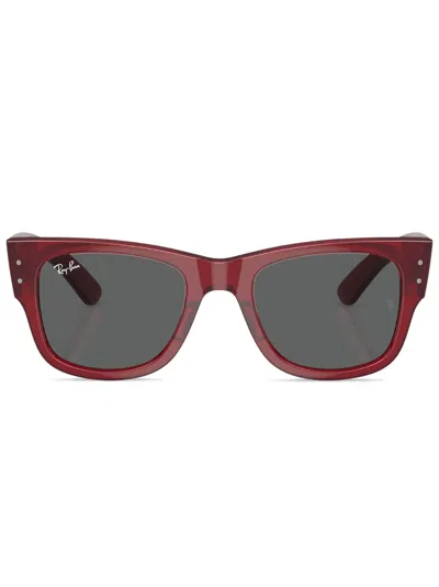 Ray Ban Sunglasses Unisex Mega Wayfarer Bio-based - Transparent Red Frame Grey Lenses 51-21