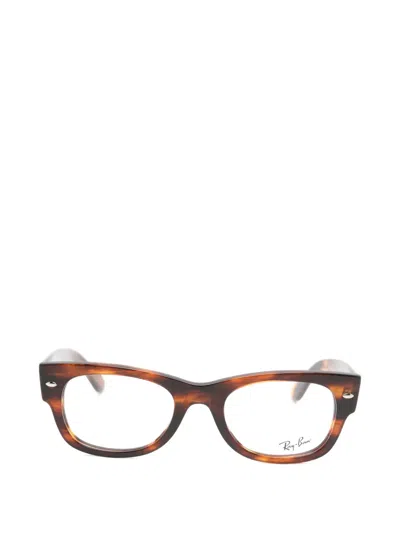 Ray Ban Wayfarer Way Optics Eyeglasses Striped Havana Frame Clear Lenses Polarized 51-21