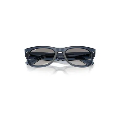 Ray Ban Mega Wayfarer Ii Sunglasses Transparent Dark Blue Frame Grey Lenses 55-21