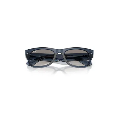 Ray Ban Mega Wayfarer Ii Sunglasses Transparent Dark Blue Frame Grey Lenses 55-21