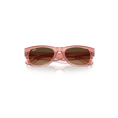 Ray Ban Mega Wayfarer Ii Sunglasses Transparent Pink Frame Brown Lenses 55-21