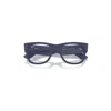 Ray Ban Mega Wayfarer Optics Liteforce Eyeglasses Sand Blue Frame Clear Lenses Polarized 52-21 In Sand Blue