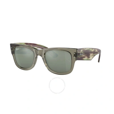 Ray Ban Mega Wayfarer Silver Mirror Square Unisex Sunglasses Rb0840s 66355c 51 In Green / Silver
