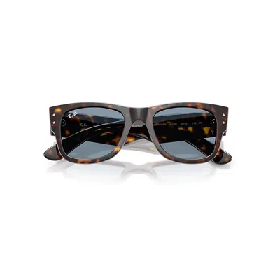 Ray Ban Mega Wayfarer Summer Capsule Sunglasses Havana Frame Blue Lenses 52-21 In Brown