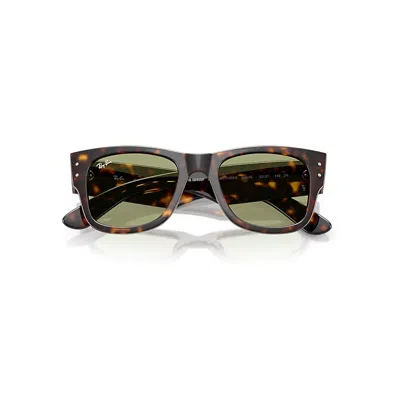 Ray Ban Mega Wayfarer Summer Capsule Sunglasses Havana Frame Green Lenses 52-21 In Brown