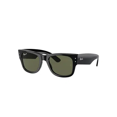 RAY BAN MEGA WAYFARER SUNGLASSES BLACK FRAME GREEN LENSES POLARIZED 52-21