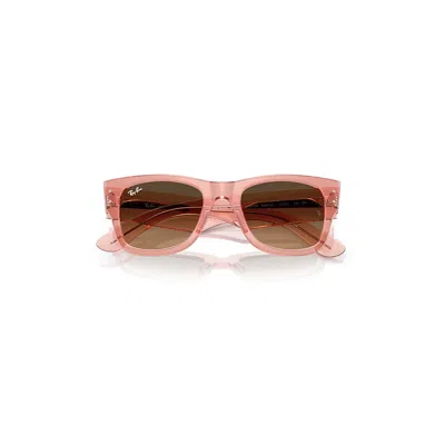 Ray Ban Mega Wayfarer Sunglasses Transparent Pink Frame Brown Lenses 51-21