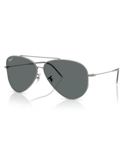 Ray Ban Unisex Aviator Reverse Polarized Sunglasses, Rbr0101s In Gray