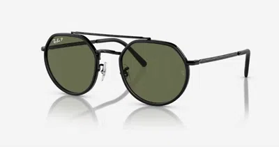 Ray Ban Men's Aviator Sunglasses In Polished Black In Multi