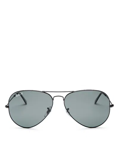 Ray Ban Ray-ban Unisex Classic Polarized Brow Bar Aviator Sunglasses, 62mm In Black/black Polarized