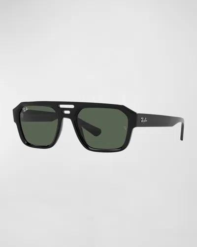 Ray Ban Men's Corrigan Rectangle Sunglasses, 54mm In Black