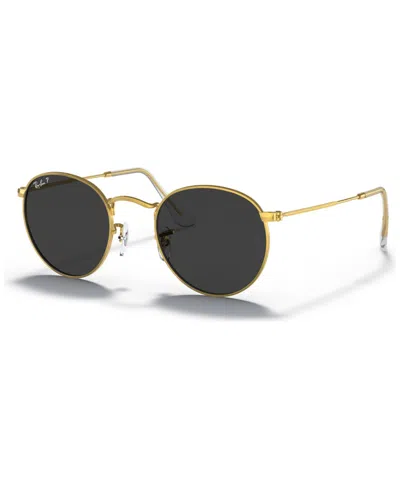 Ray Ban Men's Polarized Sunglasses, Round Metal In Gold-tone