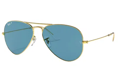 Pre-owned Ray Ban Men's Rayban Aviator Sunglasses In Matte Gold/blue Mirror (rb3025)