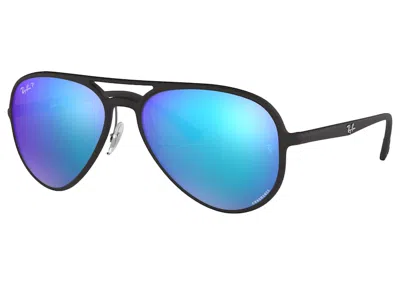 Pre-owned Ray Ban Men's Rayban Chromance Sunglasses In Matte Black/blue Mirror (rb4320ch)