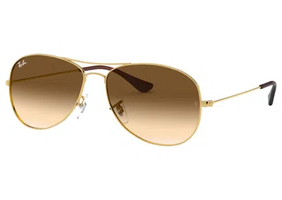 Pre-owned Ray Ban Men's Rayban Cockpit Sunglasses In Polished Gold/brown (rb3362)