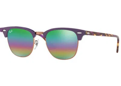 Pre-owned Ray Ban Men's Rayban Oval Flat Sunglasses In Matte Shiny Havana/green Rainbow (rb3016) In Multi