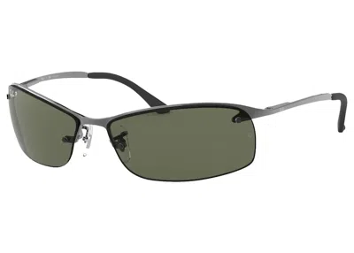 Pre-owned Ray Ban Men's Rayban Rb3183 Sunglasses In Polished Gunmetal/green (rb3183)