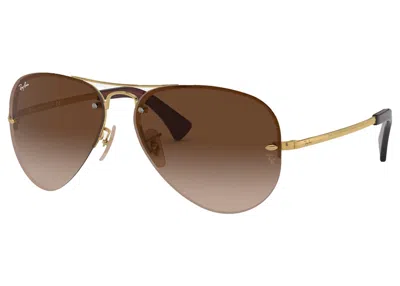 Pre-owned Ray Ban Men's Rayban Rb3449 Sunglasses In Gold/light Brown (rb3449)