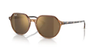 Pre-owned Ray Ban Men's Rayban Thalia Square Sunglasses In Transparent Brown (0rb2195 663693)