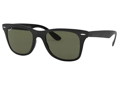 Pre-owned Ray Ban Men's Rayban Wayfarer Liteforce Sunglasses In Matte Black/green (rb4195)