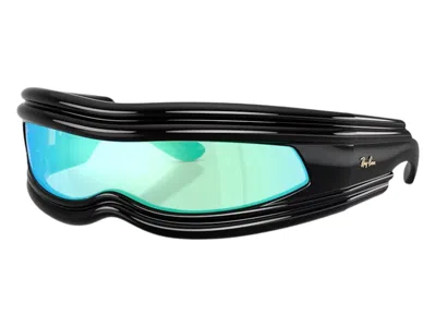 Pre-owned Ray Ban Men's Rayban X A$ap Ultra Wrap 001 Next Generation Collection Sunglasses In Polished Black Light Gre