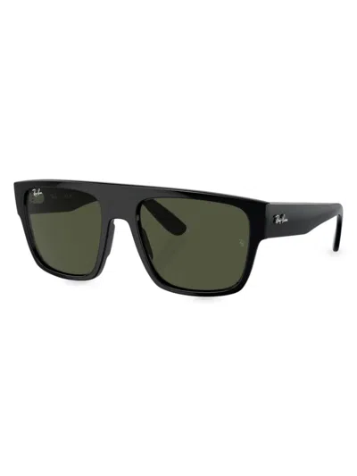 Ray Ban Men's Rb0360s Plastic Oversized Square Sunglasses, 57mm In Black/green Solid
