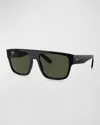 Ray Ban Men's Rb0360s Plastic Oversized Square Sunglasses, 57mm In Black