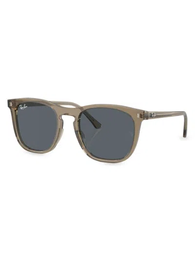 Ray Ban Rb2210 Sunglasses Transparent Brown Frame Blue Lenses 53-21 In Transparent Taupe Blue