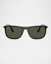 Ray Ban Men's Rb2216 Rectangular Sunglasses, 61mm In Black