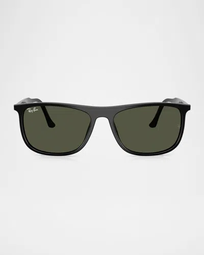 Ray Ban Men's Rb2216 Rectangular Sunglasses, 61mm In Black