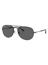 Ray Ban Men's Rb3735 Double-bridge Metal Aviator Sunglasses, 60mm In Black Dark Grey