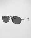 Ray Ban Men's Rb3735 Double-bridge Metal Aviator Sunglasses, 60mm In Black
