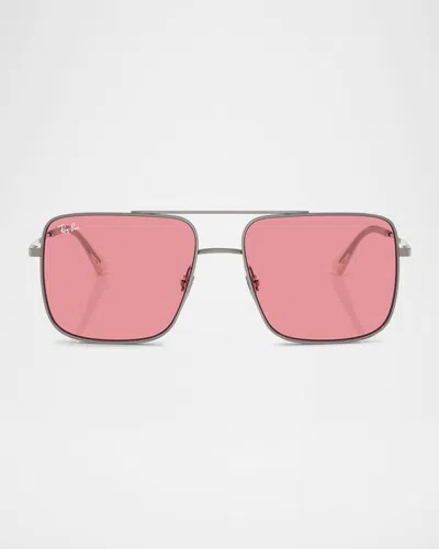 Ray Ban Men's Rb3758 Square Sunglasses, 56mm In Gunmetal