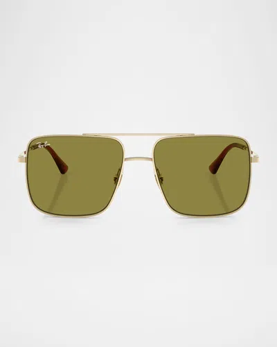 Ray Ban Men's Rb3758 Square Sunglasses, 56mm In Pale Gold