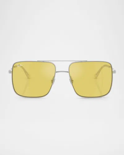Ray Ban Men's Rb3758 Square Sunglasses, 56mm In Silver