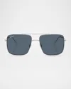 Ray Ban Ray-ban 56mm Polarized Square Sunglasses In Silver