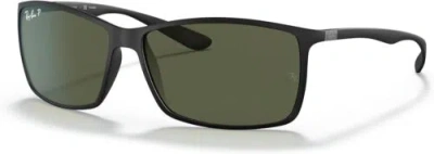 Pre-owned Ray Ban Ray-ban Men's Rb4179 Liteforce Square Sunglasses Matte Black/polarized Green
